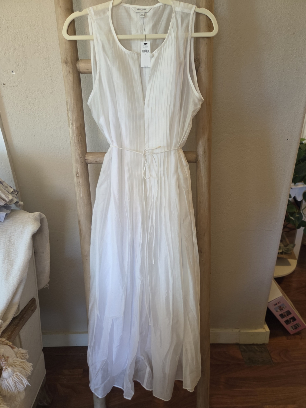 Banana Republic White Sleeveless Maxi Dress with Waist Tie
